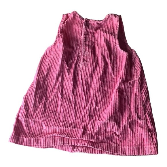 Little Me Pink Corduroy Baby Girl Sleeveless Dress 18M Bow Accent Front Pockets - Picture 2 of 10